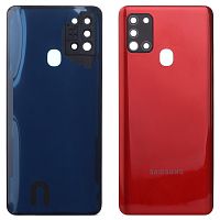 Задняя крышка Samsung Galaxy A21s A217F (красная со стеклом камеры)