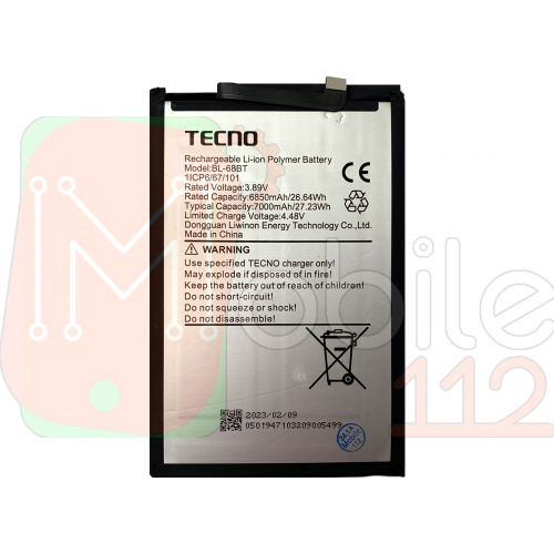 Аккумулятор Tecno BL-68BT Pova Neo 2, Pova Neo 3 (оригинал Китай 7000 mAh)