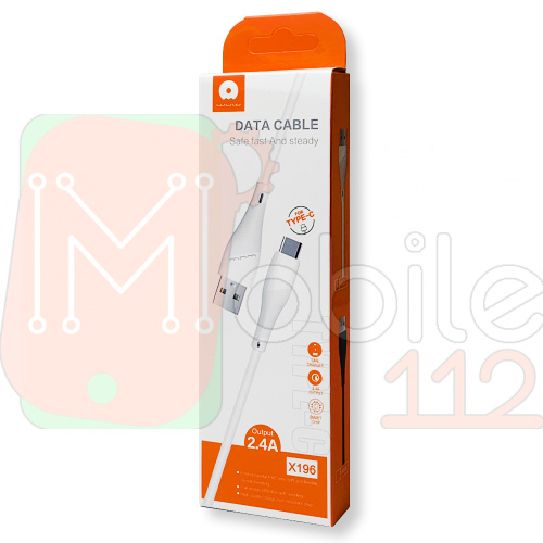 Кабель зарядки WUW X196 USB - Type C 1м 2.4А белый