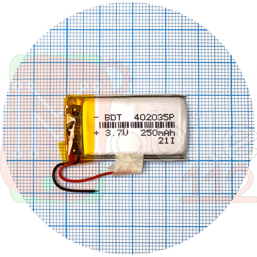 Акумулятор універсальний 402035Р 36 х 20 х 4 мм 250 mAh 3.7V