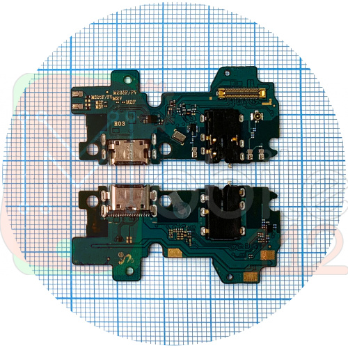Шлейф Samsung Galaxy M22 M225F, Galaxy M32 M325F с разъемами зарядки и нашуников, микрофоном - нижняя плата (оригинал Китай)