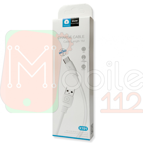 Кабель зарядки WUW X191, USB to Micro 2A 1m белый