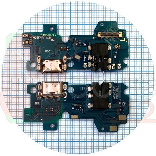 Шлейф Samsung Galaxy M22 M225F, Galaxy M32 M325F с разъемами зарядки и нашуников, микрофоном - нижняя плата (AAA)