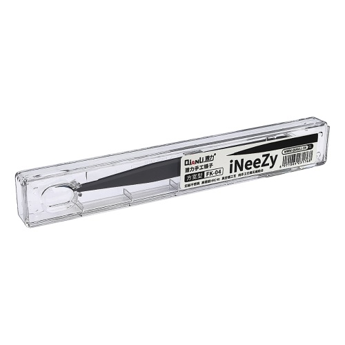 Пінцет в футлярі прямий QianLi iNeezy FK-04, 130 x 9 мм, наконечники 0.15 мм, сталь HRC40, чорне антистатичне покриття фото 2