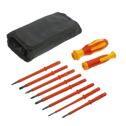 Набор диэлектрических отвёрток в чехле 6126 (2 ручки с насадками PH0, PH1, PH2, -3, -5, -6, T15, T20) Набор диэлектрических отвёрток в чехле 6126 (2 ручки с насадками PH0, PH1, PH2, -3, -5, -6, T15, T20)