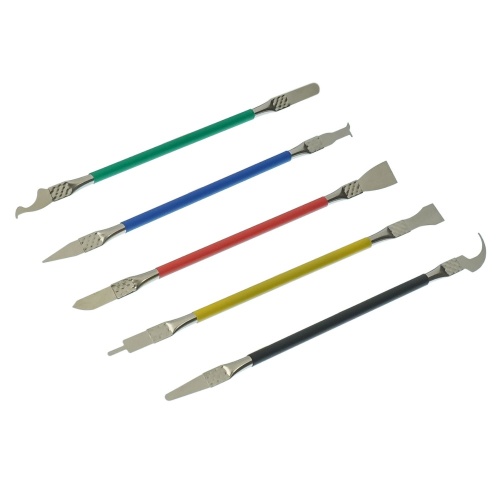 Набор для ремонта печатных плат и микросхем Aida TE-018 (5 двусторонних, металлических, тонких лопаток)