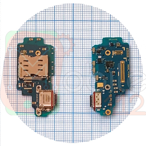 Шлейф Samsung Galaxy S24 Ultra S928 с  разъемами Sim-карты, зарядки и микрофоном - нижняя плата (оригинал Китай)