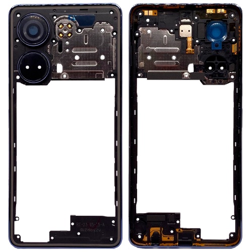 Рамка корпуса Tecno Camon 20, 20 Pro (синяя со стеклом камеры)