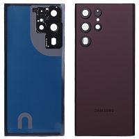 Задняя крышка Samsung Galaxy S22 Ultra 5G S908 (бордовая оригинал Китай со стеклом камеры)