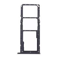 Держатель Sim карты Realme C20, C20A, C21 (черный на 2 SIM + Micro SD)