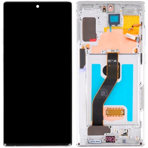 Дисплей Samsung Galaxy Note 10 Plus N975F з тачскріном (OLED Small Glass із сріблястою рамкою)
