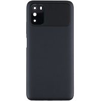 Задня кришка Xiaomi Poco M3 (чорна зі склом камери)