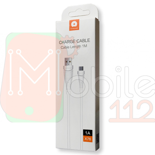 Кабель зарядки WUW X76 USB - Type C 1м 1А белый