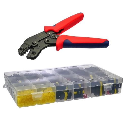 Набір автомобільних конекторів 194in1, у пластиковому боксі, з кліщами для обтиску.