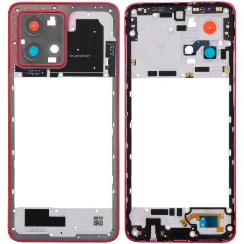 Рамка корпусу Motorola Moto G84 XT2347 (червона зі склом камери)