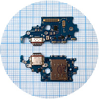 Шлейф Samsung Galaxy S21 5G G991B з роз'ємами зарядки та Sim-карти з мікрофоном (AAA)